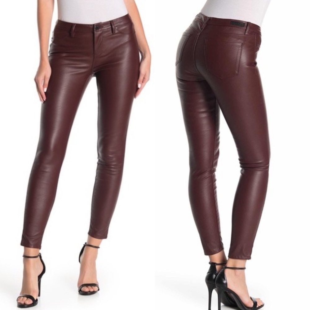 NWT NEVER WORN Blank NYC Faux/Vegan Leather Skinny Pants Oxblood Red Size 24